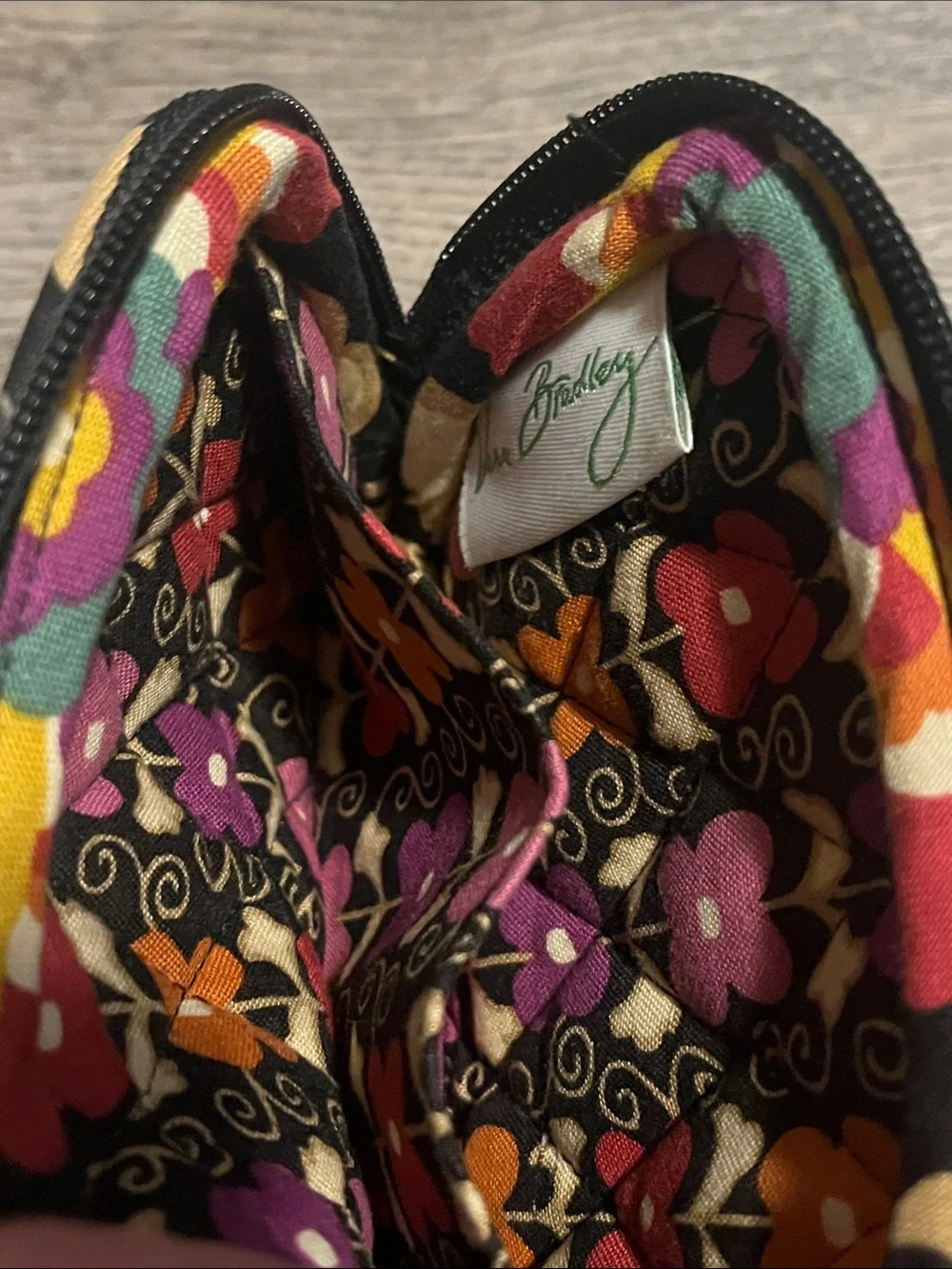 Vera Bradley Black Multi Floral Quilted Crossbody with Coin Pouch - Picture 4 of 8